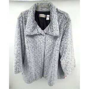Alfred Dunner Faux Fur Jacket Womens 22W Gray Oscar Night Soft Plush Cozy NWT